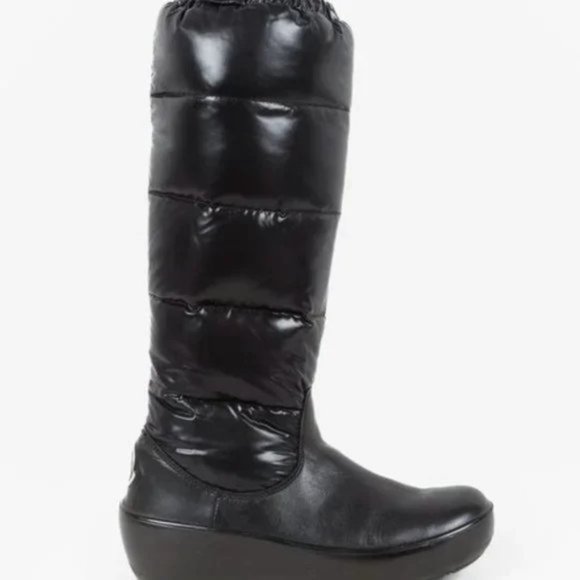 Moncler New Nible Black Puffer Wedge Boots - Picture 1 of 10